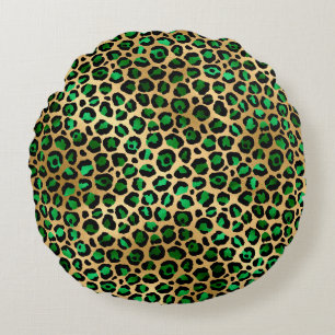 Emerald and Gold Safari Series Design 8 Round Pillow