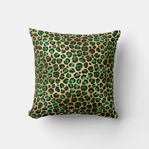 Emerald and Gold Safari Series Design 8 Throw Pillow