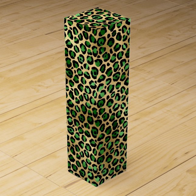 Emerald and Gold Safari Series Design 8 Wine Box (Front)