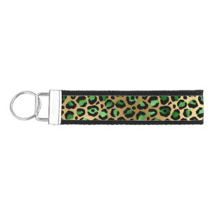 Emerald and Gold Safari Series Design 8 Wrist Keychain