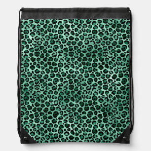 Emerald and Gold Safari Series Design 9 Drawstring Bag