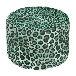 Emerald and Gold Safari Series Design 9  Pouf