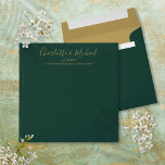 Emerald And Gold Script Return Address Square Envelope<br><div class="desc">Featuring signature script names,  this elegant return address envelope can be personalized with your names and address details in chic gold lettering on an emerald green background. Designed by Thisisnotme©</div>