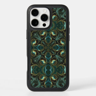 Emerald and Gold Symmetrical Abstract Mandala iPhone 16 Pro Max Case
