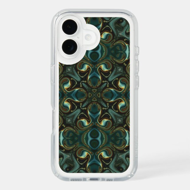 Emerald and Gold Symmetrical Abstract Mandala Speck iPhone Case (Front)