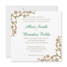 Emerald and Gold Wedding Invitation