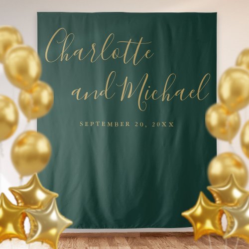 Emerald And Gold Wedding Photo Booth Backdrop