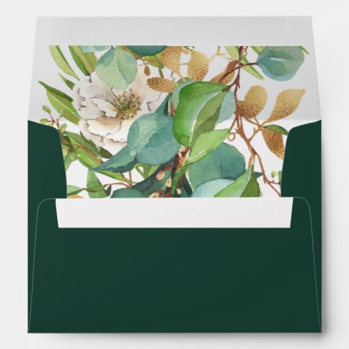 Emerald and Ivory Autumn Roses  Envelope