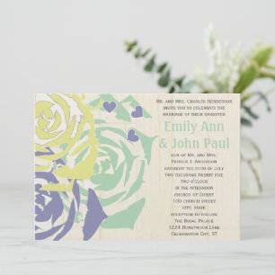 Emerald and Navy  Modern Succulent Wedding Invite