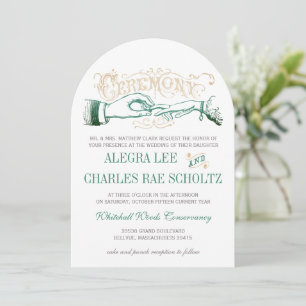 Emerald and Peach Modern Vintage Typography Invite