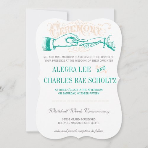 Emerald and Peach Modern Vintage Typography Invite