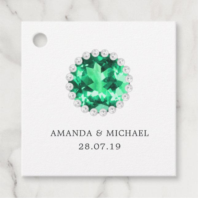 Emerald and Pearls Favor Tags (Front)