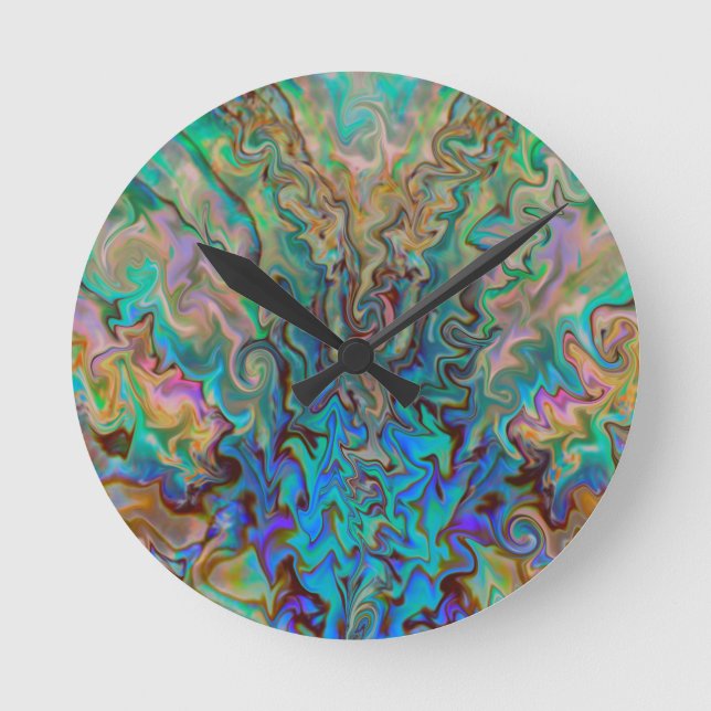 Emerald and Pink Round Clock (Front)