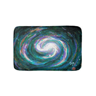 Emerald and Purple Galaxy Bathroom Mat