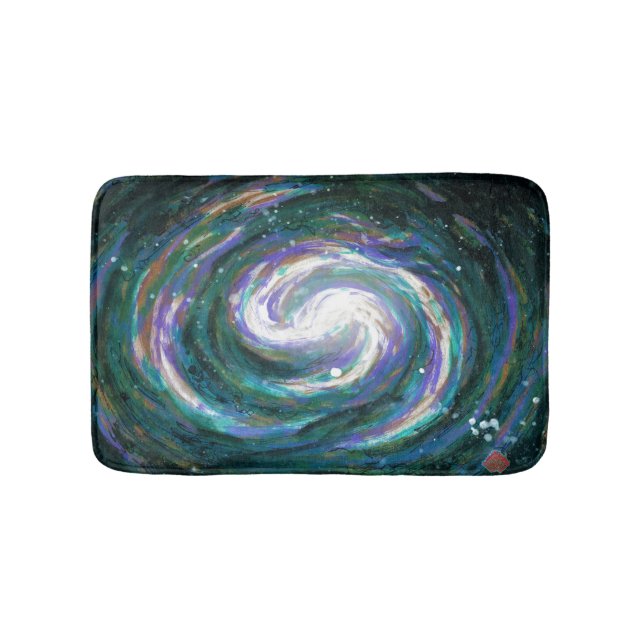 Emerald and Purple Galaxy Bathroom Mat (Front)