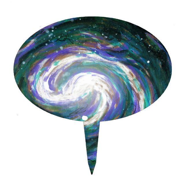 Emerald and Purple Galaxy Cake Topper (Front)