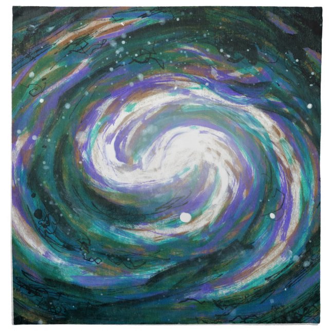 Emerald and Purple Galaxy Cloth Napkin (Front)