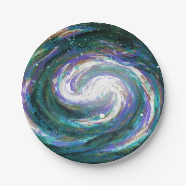 Emerald and Purple Galaxy Paper Plates (Front)