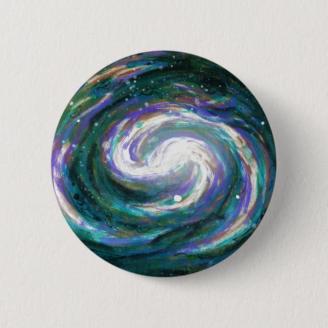 Emerald and Purple Galaxy Pinback Button (Front)