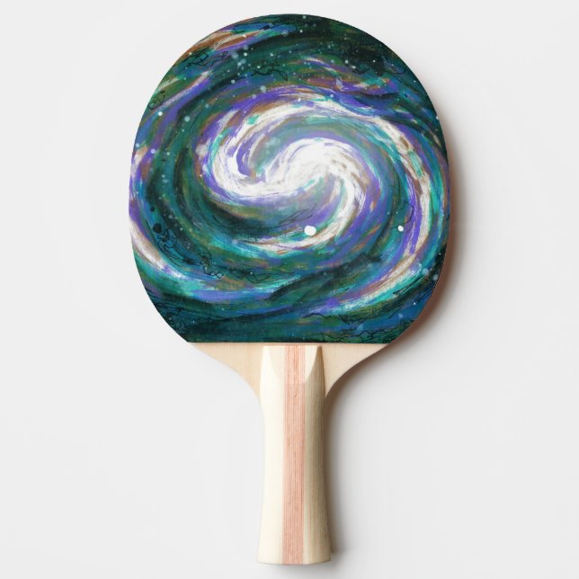 Emerald and Purple Galaxy Ping Pong Paddle (Front)