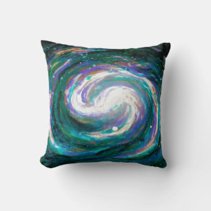 Emerald and Purple Galaxy Throw Pillow