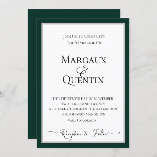 Emerald and Silver Frame Wedding Invitation