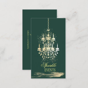 Emerald and Yellow Sparkle Chandelier Business Card