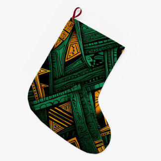 Emerald Ankara Elegance - Green African Ankara Large Christmas Stocking