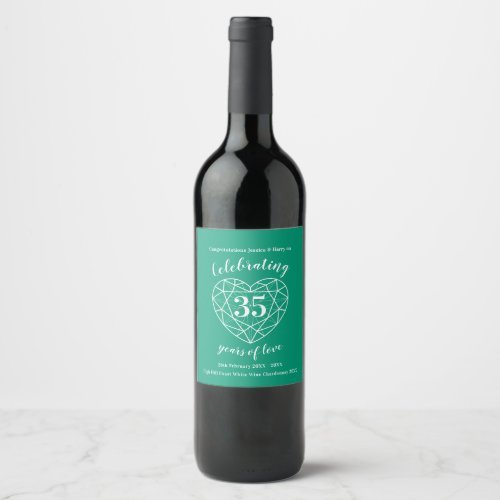 Emerald anniversary 35 years of love wine labels