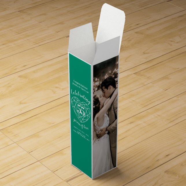 Emerald anniversary 55 years of love custom photo wine box (Opened)