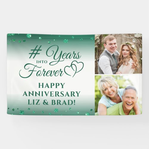 Emerald Anniversary Heart YEARS INTO FOREVER Photo Banner