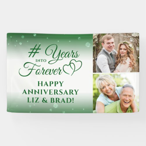 Emerald Anniversary Hearts YEARS INTO FOREVER Banner