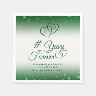 Emerald Anniversary Hearts YEARS INTO FOREVER Napkins