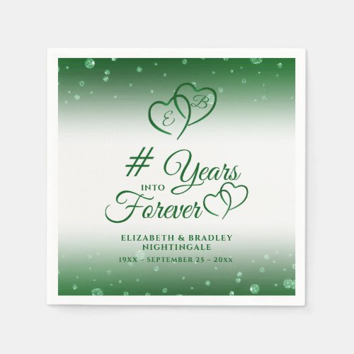 Emerald Anniversary Hearts YEARS INTO FOREVER Napkins