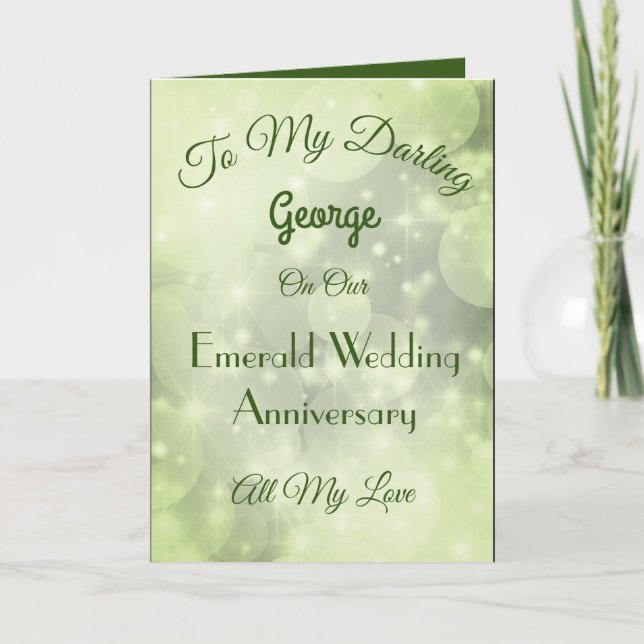 Emerald Anniversary Husband Greeting Card. Card (Front)