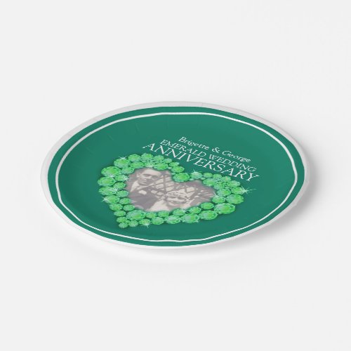 Emerald Anniversary photo heart paper plate