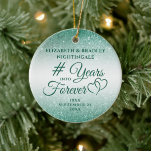 Emerald Anniversary YEARS INTO FOREVER Photo Ceramic Ornament