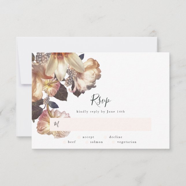 Emerald Antique Vintage Wedding RSVP Card (Front)