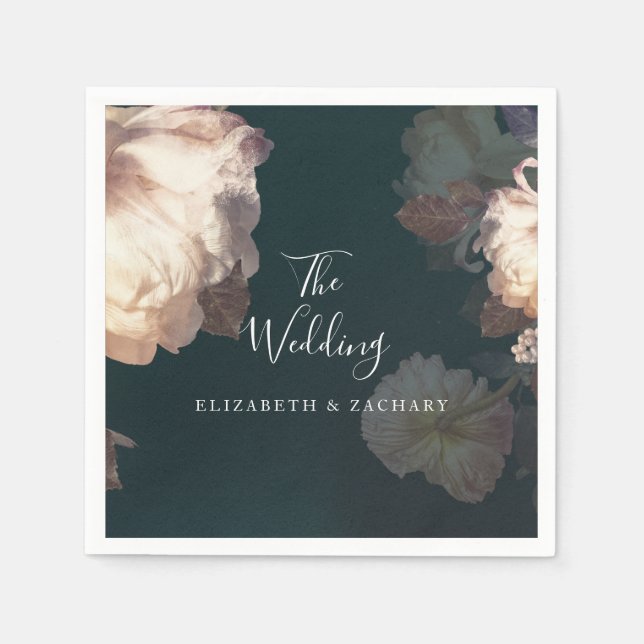 Emerald Antique Vintage Wedding Table Napkins (Front)