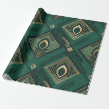 Emerald Art Deco Geometric Wrapping Paper