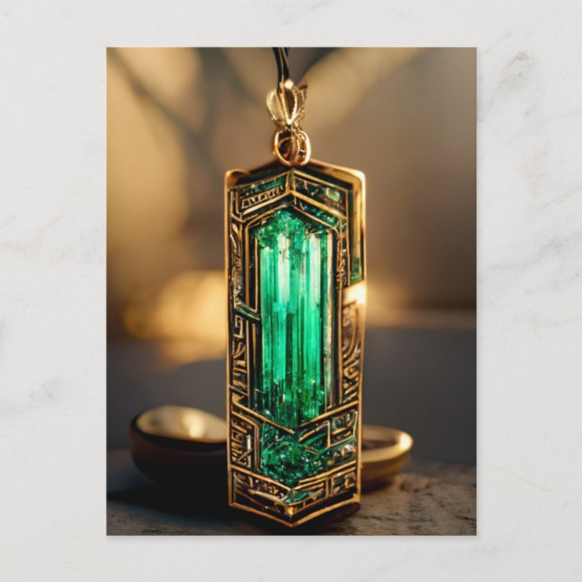 Emerald Art Deco pendant Postcard (Front)