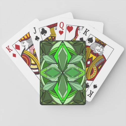 Emerald Art Deco Style Playing Cards w Green Face