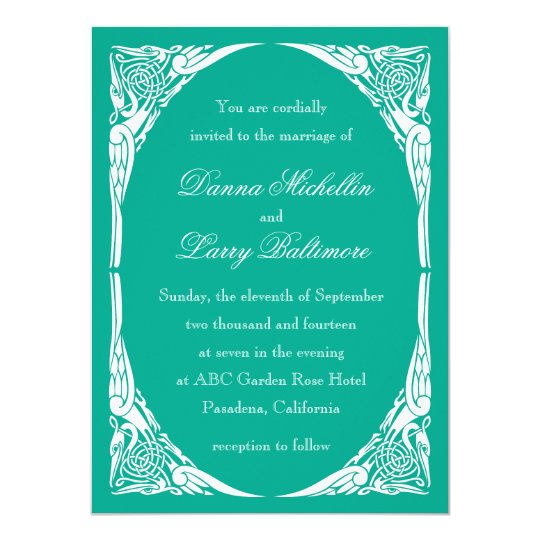 Emerald Art Nouveau Wedding Invitation | Zazzle.com