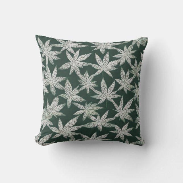 Emerald Asanoha: A Traditional Japanese Design Throw Pillow (Front)