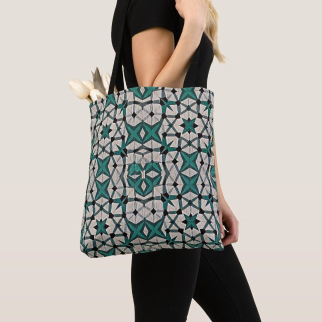 Emerald axis abstract geometric pattern 1284 tote bag (Close Up)