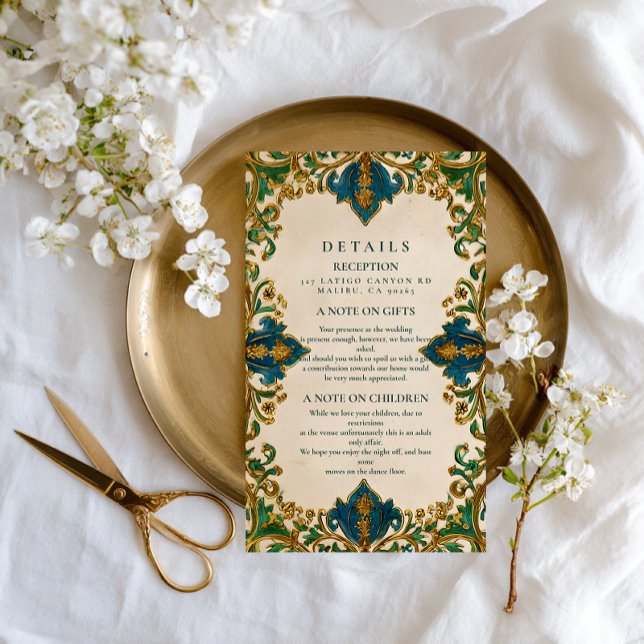 Emerald Baroque Islamic Wedding Enclosure Card (Creator Uploaded)