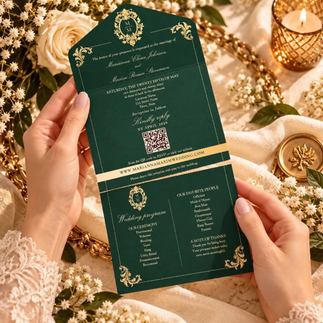 Emerald Baroque QR All-in-One Program Invite (Creator Uploaded)