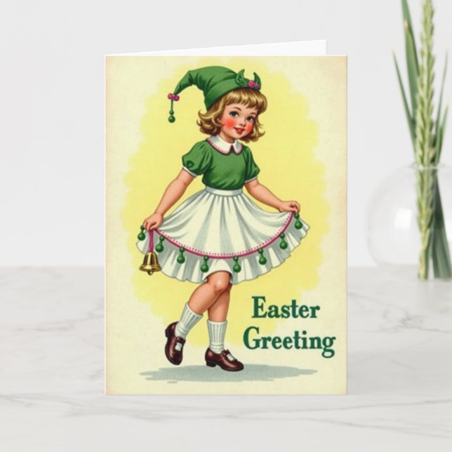 Emerald Bauble Girl Holiday Card (Front)