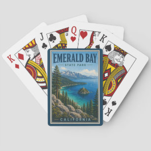 Emerald Bay State Park California Illustration Poker Cards