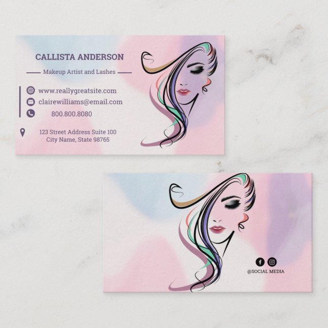 Emerald Beauty Parlour Woman Hairstyle  Business Card (Front/Back)